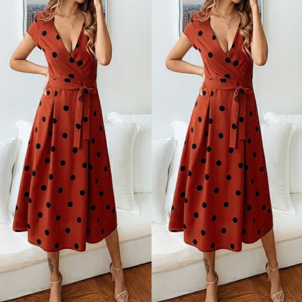 🌅Summer 🌅 Polka Dot Front Tie Dress😎😎